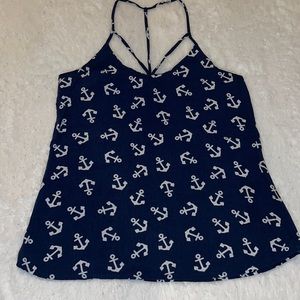 Navy blue anchor tank top